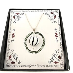 Studio 100 Life's A Ball Hand Blown Glass Pendant on Necklace Black and White